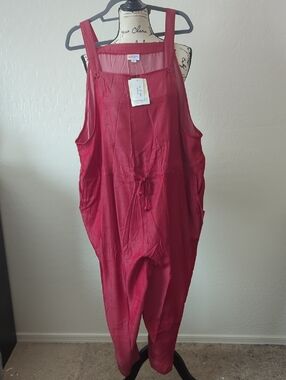Lularoe Juliet Crimson Red Drawstring Overalls Jumpsuit